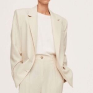 Pernille Teisbaek x Mango Oversized Cream Blazer Small NWT